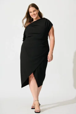 Online Phoenix Off Shoulder Midi Dress In Black Dresses|Party