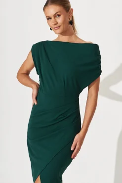 Sale Phoenix Off Shoulder Midi Dress In Emerald Dresses|Party