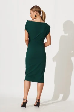 Sale Phoenix Off Shoulder Midi Dress In Emerald Dresses|Party