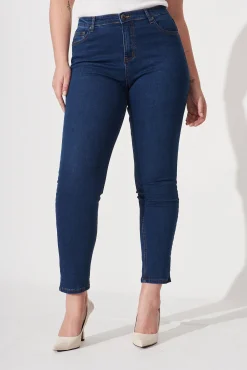 Clearance Piper High Rise Skinny Jean In Dark Blue Denim Bottoms