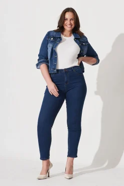 Clearance Piper High Rise Skinny Jean In Dark Blue Denim Bottoms