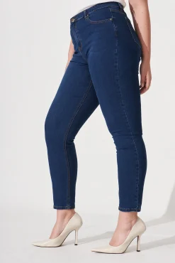 Clearance Piper High Rise Skinny Jean In Dark Blue Denim Bottoms