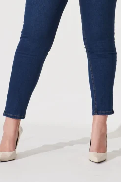Clearance Piper High Rise Skinny Jean In Dark Blue Denim Bottoms