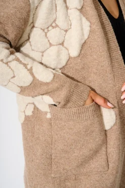 Online Pixie Knit Cardigan in Brown Floral Wool Blend Knitwear|Knitwear
