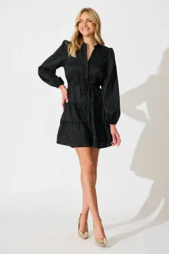 Hot Poetic Charm Dress in Black Burnout Cotton Blend Dresses|Party