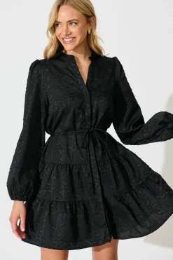 Hot Poetic Charm Dress in Black Burnout Cotton Blend Dresses|Party