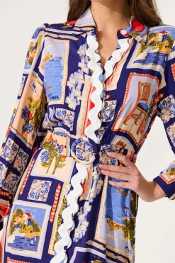 Discount PRE ORDER Amico Dress In Blue Multi Postcard Print Dresses|Casual