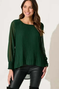 Outlet PRE ORDER Beau Top In Emerald Chiffon Tops|Party & Occasion