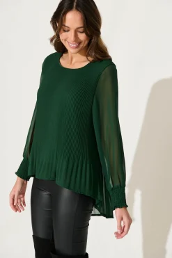 Outlet PRE ORDER Beau Top In Emerald Chiffon Tops|Party & Occasion