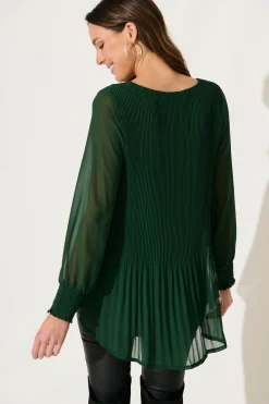 Outlet PRE ORDER Beau Top In Emerald Chiffon Tops|Party & Occasion