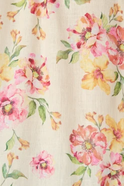 Clearance PRE ORDER Cascades Top in Yellow Floral Linen Blend Tops|Casual