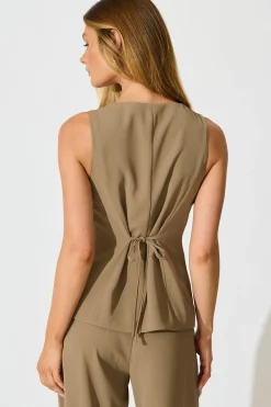 New PRE ORDER Form and Function Vest Top in Taupe Tops|Workwear