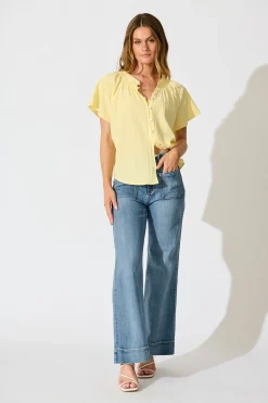 Fashion PRE ORDER Lombard Top in Butter Yellow Cotton Linen Tops|Casual