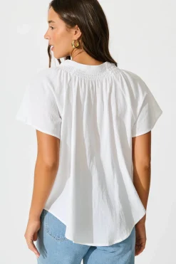 Fashion PRE ORDER Lombard Top in White Cotton Linen Tops|Casual