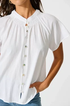 Fashion PRE ORDER Lombard Top in White Cotton Linen Tops|Casual