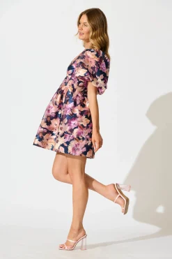 Best PRE ORDER Paris Dreamer Dress in Black with Mauve Floral Organza Dresses|Party