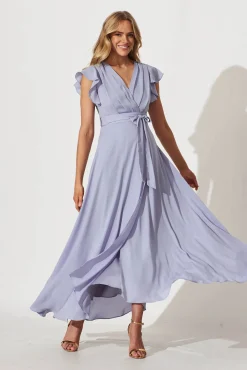 Online PRE ORDER Wynter Maxi Dress in Dusty Blue Chiffon Dresses|Formal
