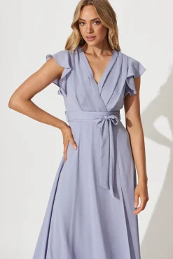 Online PRE ORDER Wynter Maxi Dress in Dusty Blue Chiffon Dresses|Formal