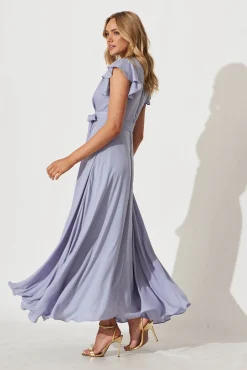 Online PRE ORDER Wynter Maxi Dress in Dusty Blue Chiffon Dresses|Formal