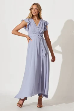 Online PRE ORDER Wynter Maxi Dress in Dusty Blue Chiffon Dresses|Formal