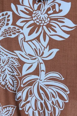 Clearance Prelude Dress in Brown with Cornflower Blue Floral Dresses|Casual