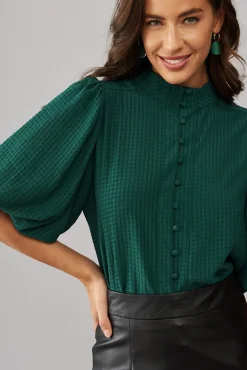 Outlet Prudence Shirt In Emerald Green Tops|Workwear