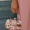 Hot Quinn Clutch Bag in Blush with 3D Multi Sequin Floral Bags
