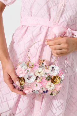 Hot Quinn Clutch Bag in Blush with 3D Multi Sequin Floral Bags