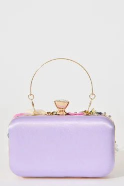 New Quinn Clutch Bag in Lilac with 3D Multi Sequin Floral Bags