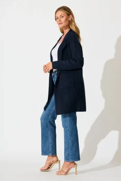 New Quinzy Knit Coat In Navy Knitwear|Knitwear
