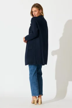 New Quinzy Knit Coat In Navy Knitwear|Knitwear