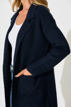 New Quinzy Knit Coat In Navy Knitwear|Knitwear