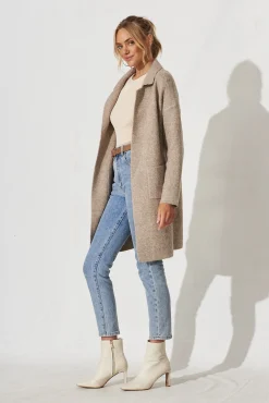 New Quinzy Knit Coat In Taupe Marle Wool Blend Knitwear|Knitwear