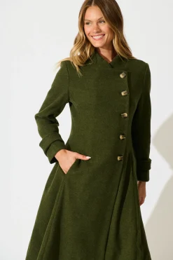 Clearance Ramona Coat in Khaki Outerwear|Outerwear