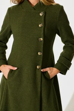 Clearance Ramona Coat in Khaki Outerwear|Outerwear