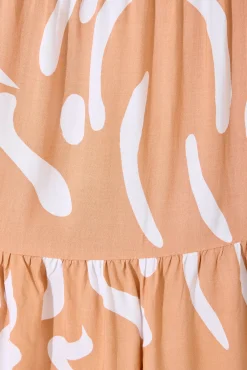 Best Ray Of Light Midi Dress In Beige With White Print Dresses|Casual