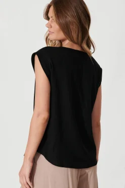 Sale Rejina Top In Black Linen Blend Tops|Workwear
