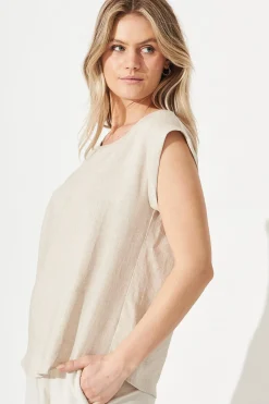 Outlet Rejina Top In Oatmeal Linen Blend Tops|Workwear