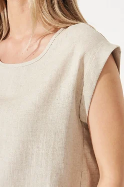 Outlet Rejina Top In Oatmeal Linen Blend Tops|Workwear