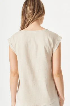 Outlet Rejina Top In Oatmeal Linen Blend Tops|Workwear