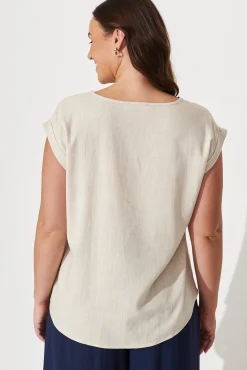 Outlet Rejina Top In Oatmeal Linen Blend Tops|Workwear