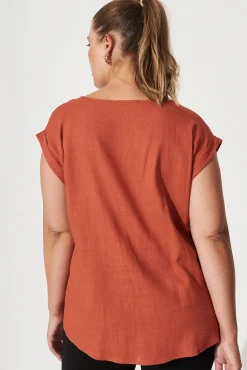 Outlet Rejina Top In Rust Linen Blend Tops|Workwear