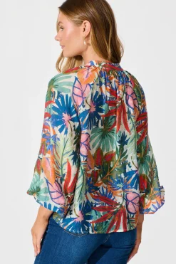 Sale Revelations Top in Multi Leaf Cotton Tops