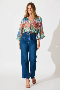 Sale Revelations Top in Multi Leaf Cotton Tops
