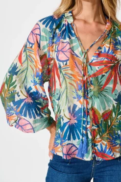 Sale Revelations Top in Multi Leaf Cotton Tops