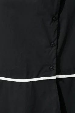 Hot Rhea Maxi Shirt Dress in Black with Contrast Piping Cotton Dresses|Casual
