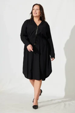 Fashion Rival Zip Dress In Black Dresses|Workwear