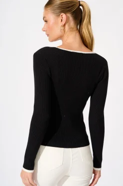 Sale Riveria Knit Top in Black Tops|Knitwear