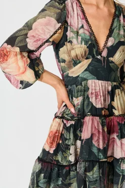 Best Riverstone Dress in Dark Multi Floral with Black Lace Trim Dresses|Party