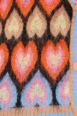 Sale Romance Heart Knit Cardigan in Multi Wool Blend Knitwear|Knitwear